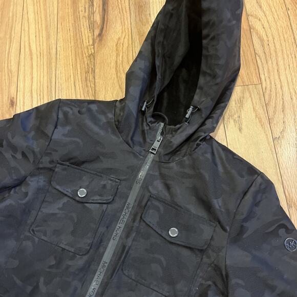 Michael Kors Black Camouflage Women’s Jacket Full Zip Button Snap Pockets Small - Picture 5 of 11